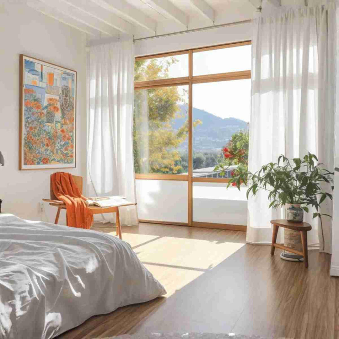 white semi sheer linen curtains soft light filtering bedroom drapes