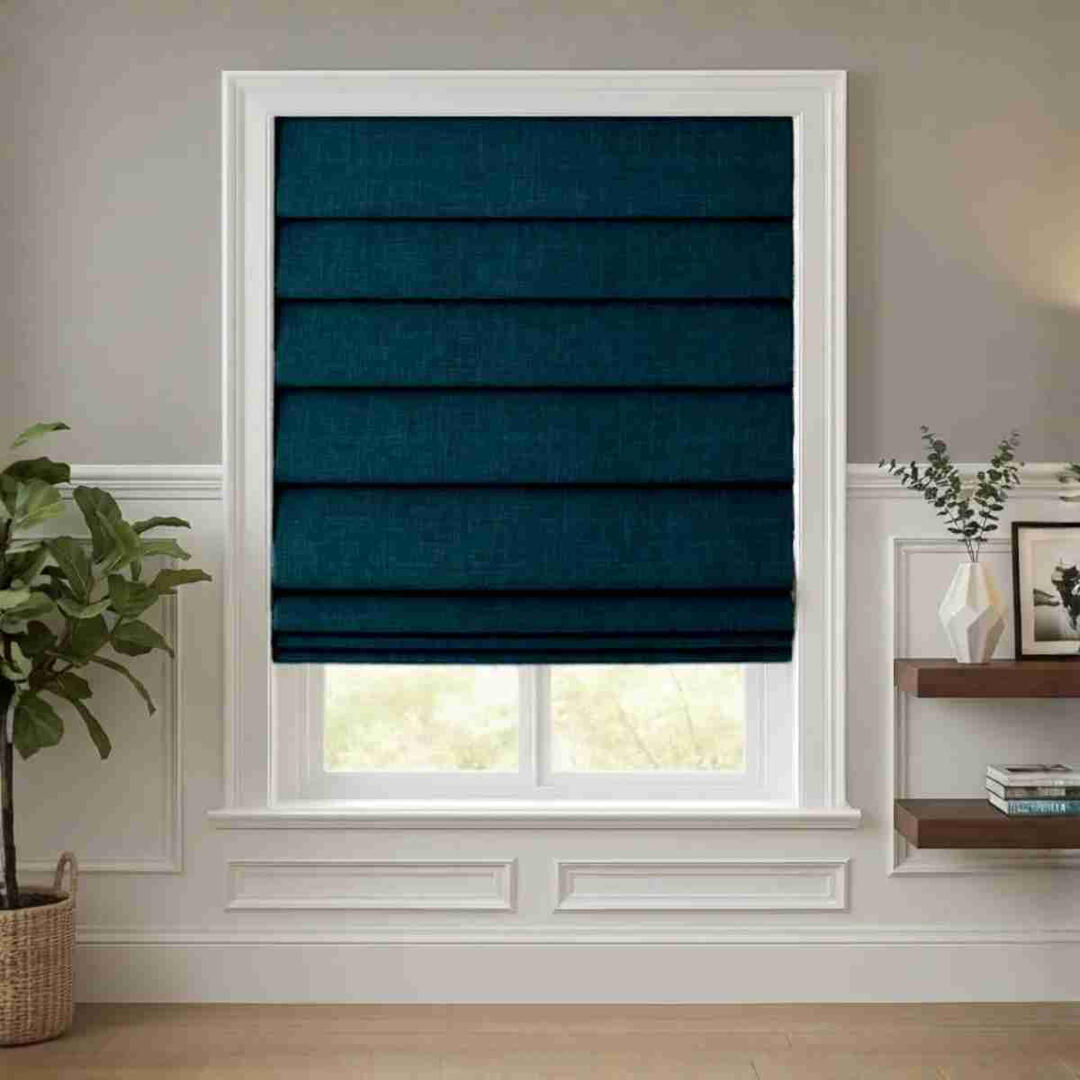 navy blue blackout roman shades cordless linen window shade modern